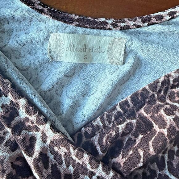 Altar'd State Rosa Dress Small Cheetah Animal Print Mini Ruffle Hem Stretchy EUC - Picture 7 of 12